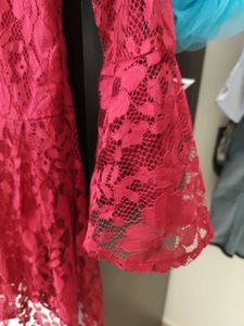 Burgundy Lace Bell Sleeve Dress
