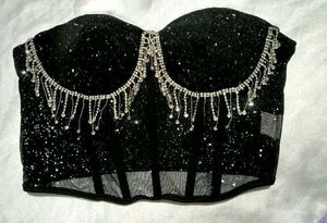 Brand New ( Urbanic)Black Sequined Mesh Corset Top