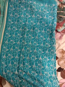 Teal Scarf with Abstract Print