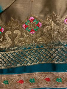 Golden Flower Work Saree