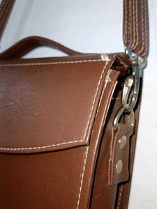 Leather office wear Brown royal look Crossbody Bag