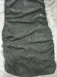 (Urbanic)Glittery Rhinstone Chain Ruched Dress