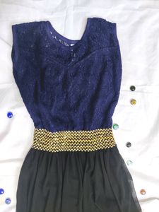 Blue And Black Party Wear Dress Gown