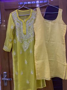 Yellow Chiffon Kurti