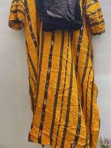Striped Yellow &amp; Brown Salwar Kameez