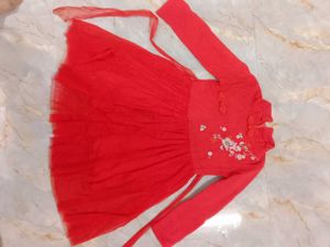 Red Embroidered Girls Dress