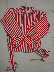 Striped Tie-Front Blouse