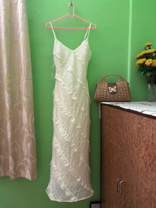 White Ruffle Maxi Dress