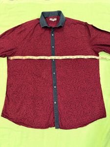 Maroon Patterned Casual Shirt