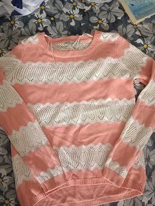 Peach & White Knit Sweater