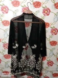 Elegant Black Embellished Shrug