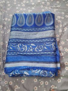 Printed Blue Saree