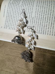 Oxidised &amp; Pearl Earrings