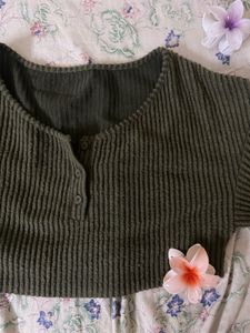 Green Cropped Sweater