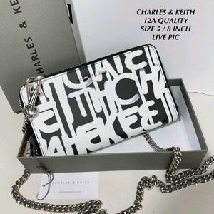 CHARLES &amp; KEITH QUILTED SLING WALLET WD CHAIN