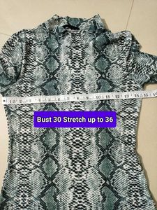 Snakeskin Print Mock Neck Top Size XS - S