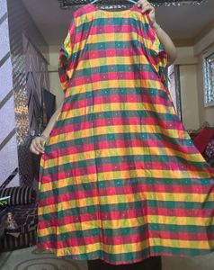 A-line Party Wear  Kurta Set With Zari Weaves