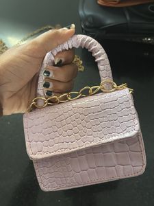 Lilac Croc-Embossed Mini Bag