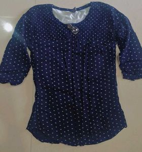 Blue Printed 3/4 Sleeve Top