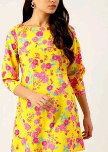 Floral Print Yellow Mini Dress