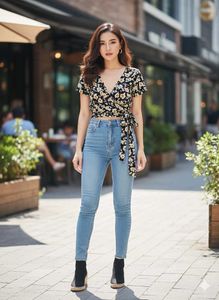 Shein Floral Wrap Crop Top