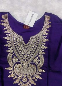 💥Nermosa Women’s Silk Embroidery Purple Kurta Set
