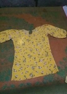 Yellow Floral Print Top
