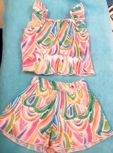 Abstract Print Top &amp; Shorts Set