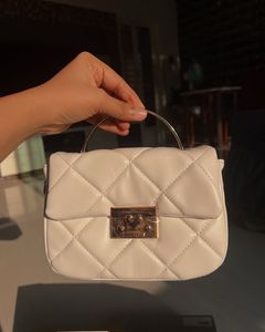 Charles & Keith Quilted Boxy Top Handle Bag - Crea