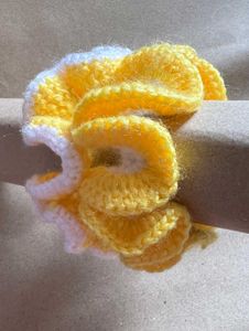Handmade Crochet Yellow Scrunchie