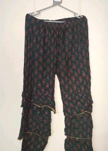 Maroon &amp; Gold Print Kurti With Plazzo