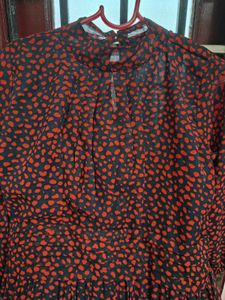 Red and Black Print Dress