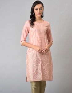 Peach Printed Kurti