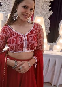 Red Georgette Lehenga