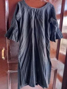 chikankari black kurta