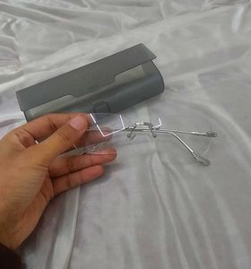 Rimless Silver Glasses with Case