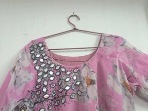 Mirror Handwork Pink Kurta💕