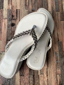 White braided sandals