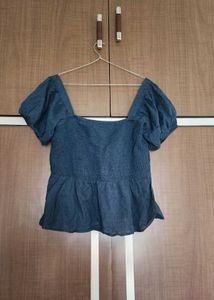 Green Smocked Peplum Top