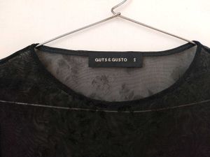 Black Floral Mesh Top.