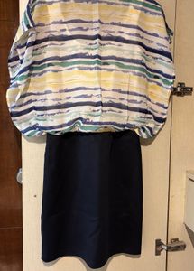 White And Navy Blue Dress