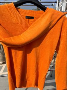 Stylish Orange Knit Sweater