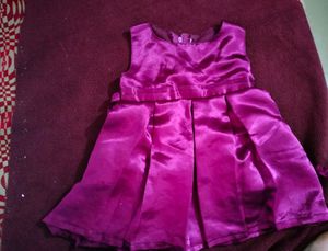 Soft Satin Maroon Frock Baby Girl