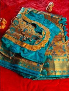 Silk Saree with Paisley and Floral Design