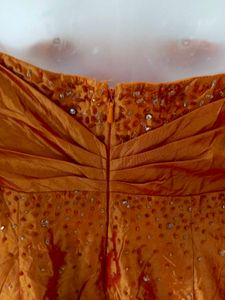 Orange Strapless Party Dress