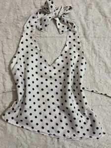 y2k Polka Dot Asymmetrical halter Top