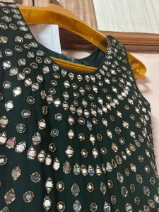 GREEN MIRROR WORK SHARARA KURTI