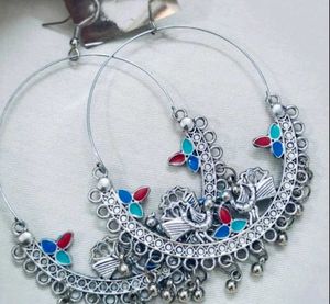 Artisan Crafted Peacock Hoop Earrings
