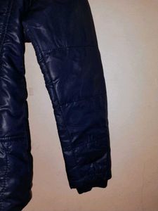Blue Hooded Puffer Coat