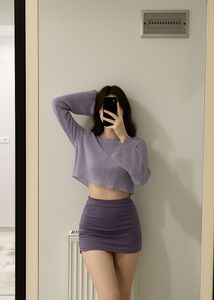 Korean Lavender Cute Crop Top Loose Fit